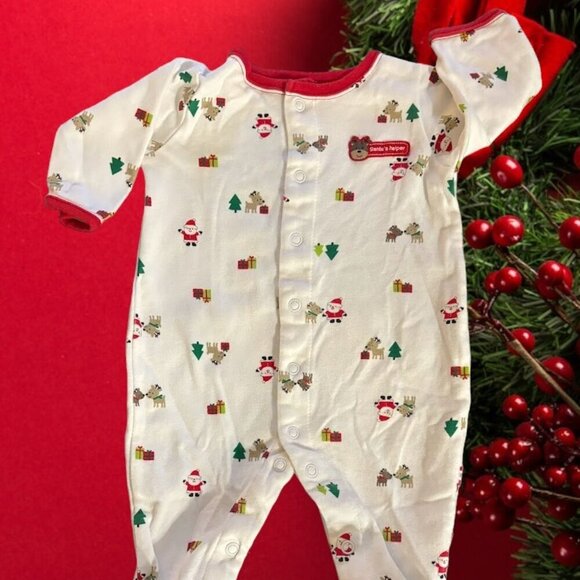 Carter's, Made With Love, Santa's Helper Christmas Bodysuit Footie - Picture 1 of 7
